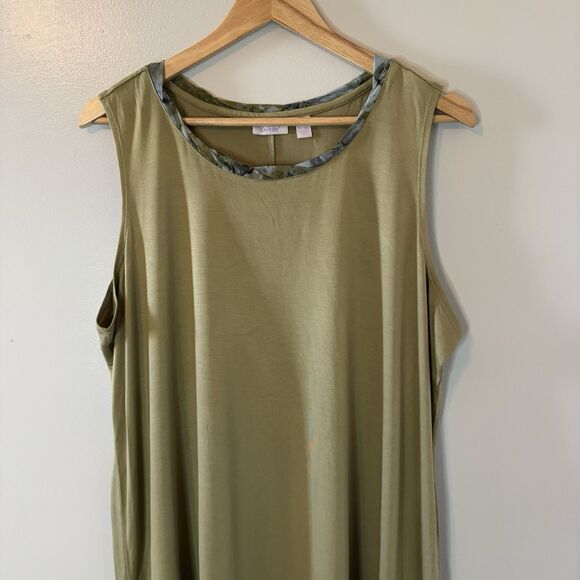 Logo Layers By Lori Goldstein Tank Top Olive Green Tunic Sleeveless Shir… - Picture 2 of 8